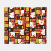 サムライジャック&アクキャラクターアートパネルパターン フリースブランケット (正面(横))