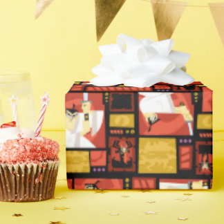 サムライジャック&アクキャラクターアートパネルパターン ラッピングペーパー