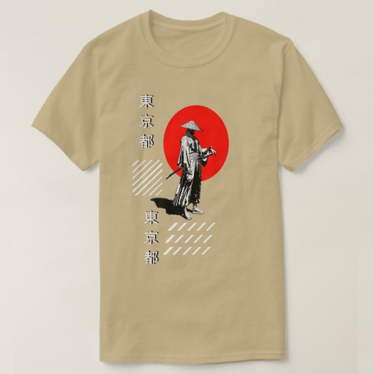 サムライスタイル日本の浪人戦士ストリートウェア Tシャツ (デザイン正面)