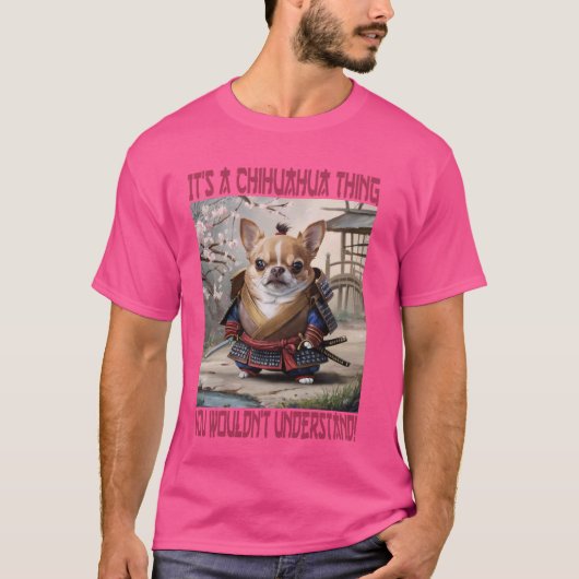 サムライチワホアフアティおもしろい犬 Tシャツ (正面)