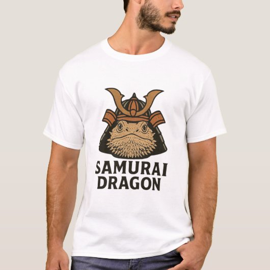 サムライドラゴン レトロ ビアードドラゴン 漫画 Tシャツ (正面)