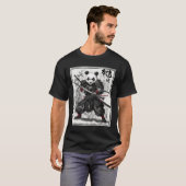 サムライパンダのグラフィック日本の戦士アニメ浮世絵 Tシャツ (正面フル)