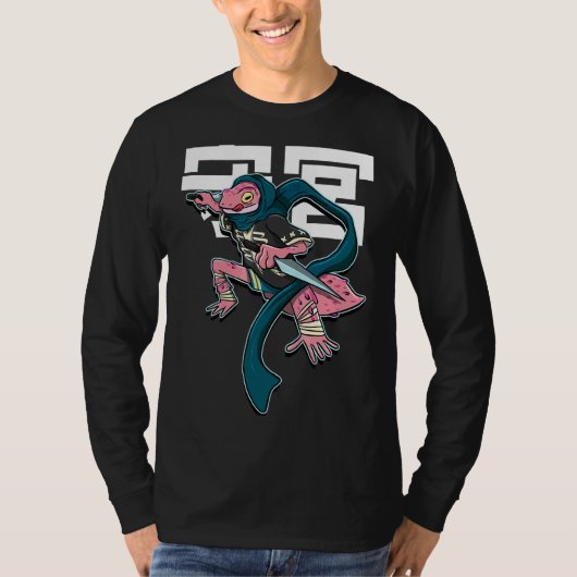 サムライモダンヒョウGECKOリザード爬虫類 Tシャツ (正面)