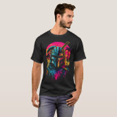 サムライ合成波カラフル80年代グラフィック Tシャツ (正面フル)