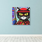 サムライ子猫#1 キャンバスプリント (インサイチュ (ウッドフロア))