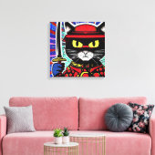 サムライ子猫#1 キャンバスプリント (インサイチュ (リビング))