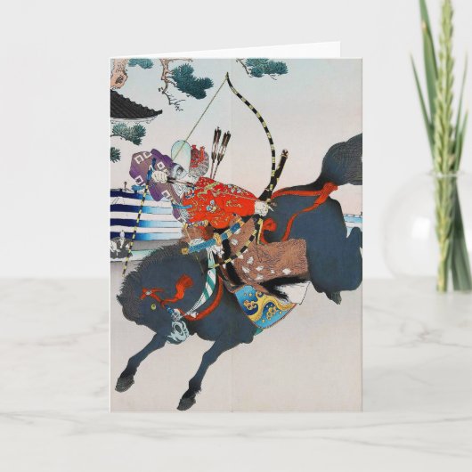 サムライ射撃、 発砲アワン弓浮世絵 カード (正面)