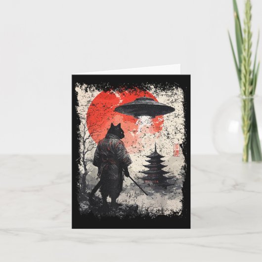 サムライ忍者キャットウォリアーSUMI-e Ufo Ukiyo-e Sci カード (正面)