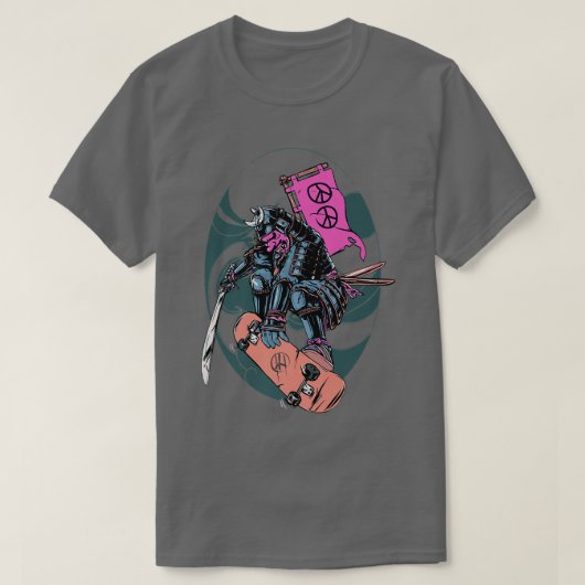 サムライ忍者ジャパンスケートボードアパレル Tシャツ (デザイン正面)