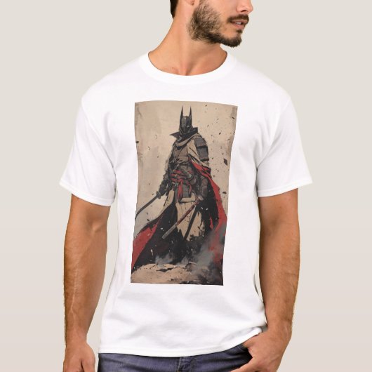 サムライ忍者ダークナイトで刀T市を構え Tシャツ (正面)