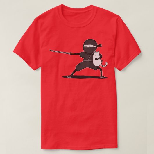 サムライ忍者猫おもしろい Tシャツ (デザイン正面)