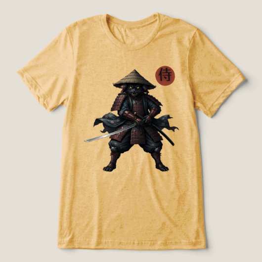 サムライ戦士猫 トライブレンドTシャツ (デザイン正面)