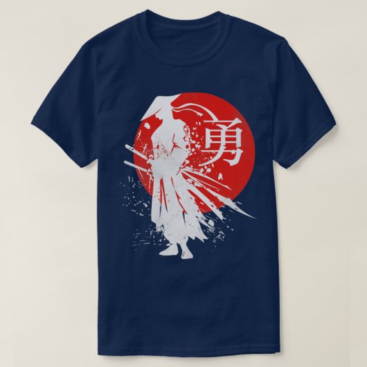 サムライ日本のウォリアーレトロ日本書道 Tシャツ (デザイン正面)