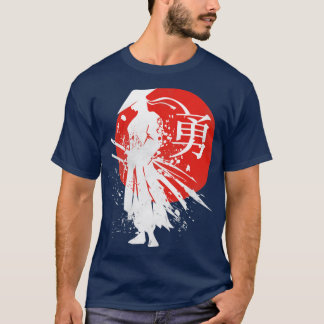 サムライ日本のウォリアーレトロ日本書道 Tシャツ