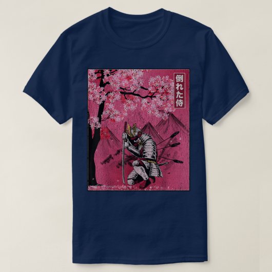 サムライ日本のウォリ落ちたーさくらんぼブロッサムヴィン Tシャツ (デザイン正面)