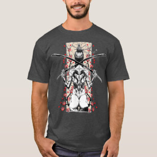 サムライ日本のガール及びヴィンテージ桜さくらんぼBl Tシャツ