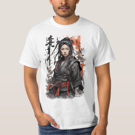 サムライ日本のガール忍者女子中国の戦士 Tシャツ (正面)