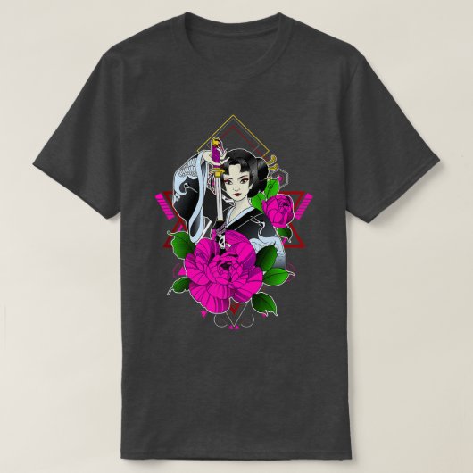 サムライ日本のガール Tシャツ (デザイン正面)
