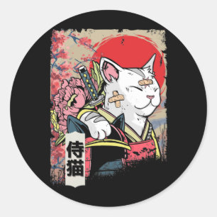 サムライ日本のキャットウォリアー日本忍者子猫 ラウンドシール