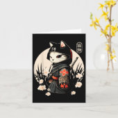 サムライ日本のキャットタトゥーかわいい忍者キャット_1 カード (黄色い花)