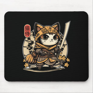 サムライ日本のキャットタトゥーかわいい忍者キャットCat _3 マウスパッド