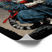 サムライ日本のキャットレトロファイター猫ムーン浮世 –  ポスター (角)