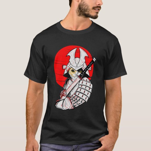 サムライ日本のキャット日本のカタナBobtail Cat A Tシャツ (正面)