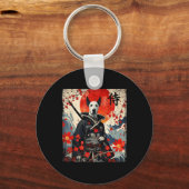 サムライ日本のグレートダネタトゥーかわいい浮世絵 キーホルダー (正面)