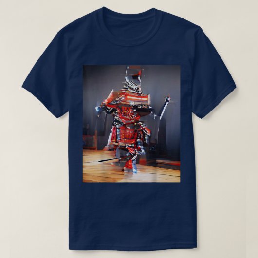 サムライ日本のサイバーパンクグラフィック Tシャツ (デザイン正面)
