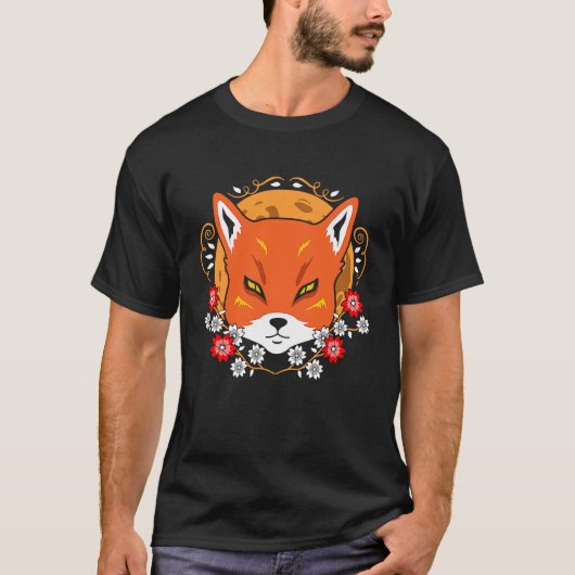 サムライ日本のネコヴィンテージおもしろいサムライ芸者Gr Tシャツ (正面)