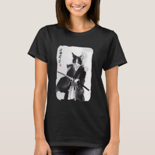 サムライ日本のネコヴィンテージ浮世絵武芸G Tシャツ