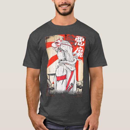 サムライ日本のネコ仮面ガールソードウーマン Tシャツ (正面)