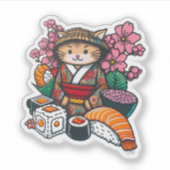 サムライ日本のネコ寿司 シール (正面)