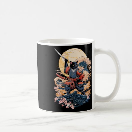 サムライ日本のネコ忍者 コーヒーマグカップ (右)