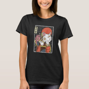 サムライ日本のネコ日本エステティック日旗ジャパ Tシャツ