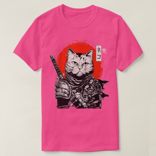サムライ日本のネコ武士道刀・刀 Tシャツ (デザイン正面)