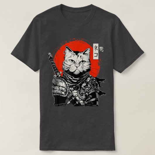 サムライ日本のネコ武士道刀・刀 Tシャツ (デザイン正面)