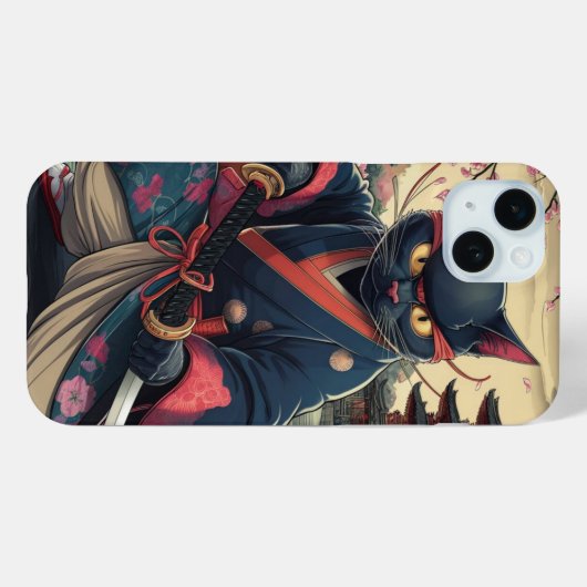 サムライ日本のネコ着物カタナ Case-Mate iPhoneケース (裏面 (横))