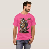 サムライ日本のネコ遊のエレキギター Tシャツ (正面フル)