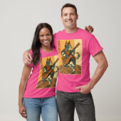 サムライ日本のネコ遊のエレキギター Tシャツ (ユニセックス)