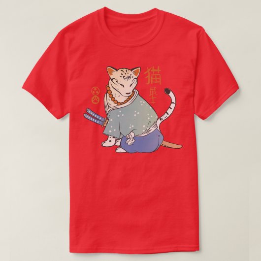サムライ日本のネコ(2) Tシャツ (デザイン正面)
