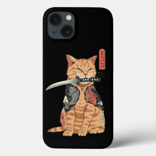 サムライ日本のネコiPhone 13ケース iPhone 13ケース