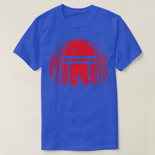 サムライ日本のファイターシルエット戦士ジャパン Tシャツ (デザイン正面)