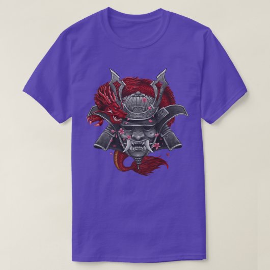サムライ日本のマスクドラゴンさくらんぼの花p tシャツ (デザイン正面)