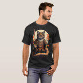 サムライ日本のンの刀猫戦士サムライ猫 Tシャツ (正面フル)