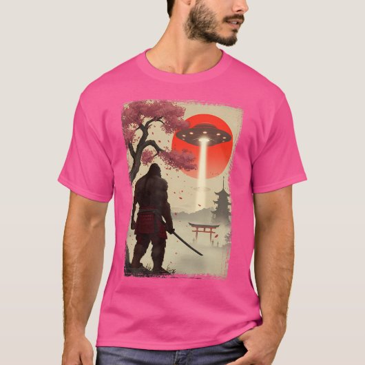 サムライ日本のンビフットUfo浮世絵片名ヴィンタグ Tシャツ (正面)