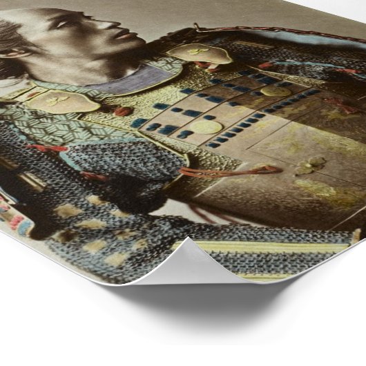 サムライ日本のヴィンテージ写真手彩色 ポスター (角)