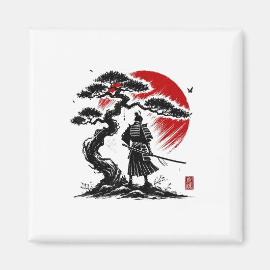 サムライ日本のー合気道の生命平和芸術 マグネット (正面)