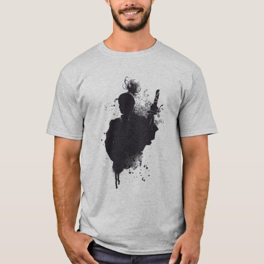 サムライ日本のー・ウォリアー・インク・アート Tシャツ (正面)