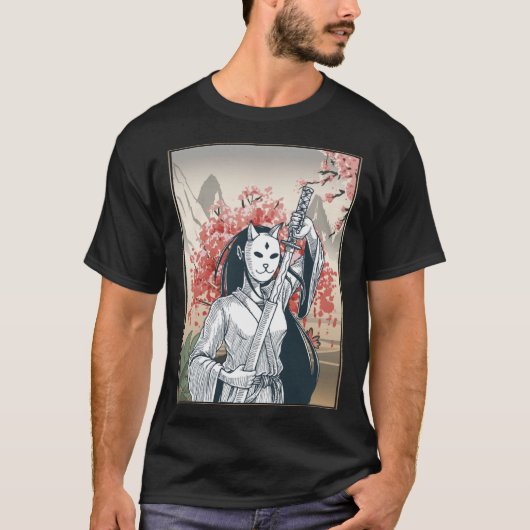 サムライ日本のー – 日本のさくらんぼブロッサム桜 Tシャツ (正面)